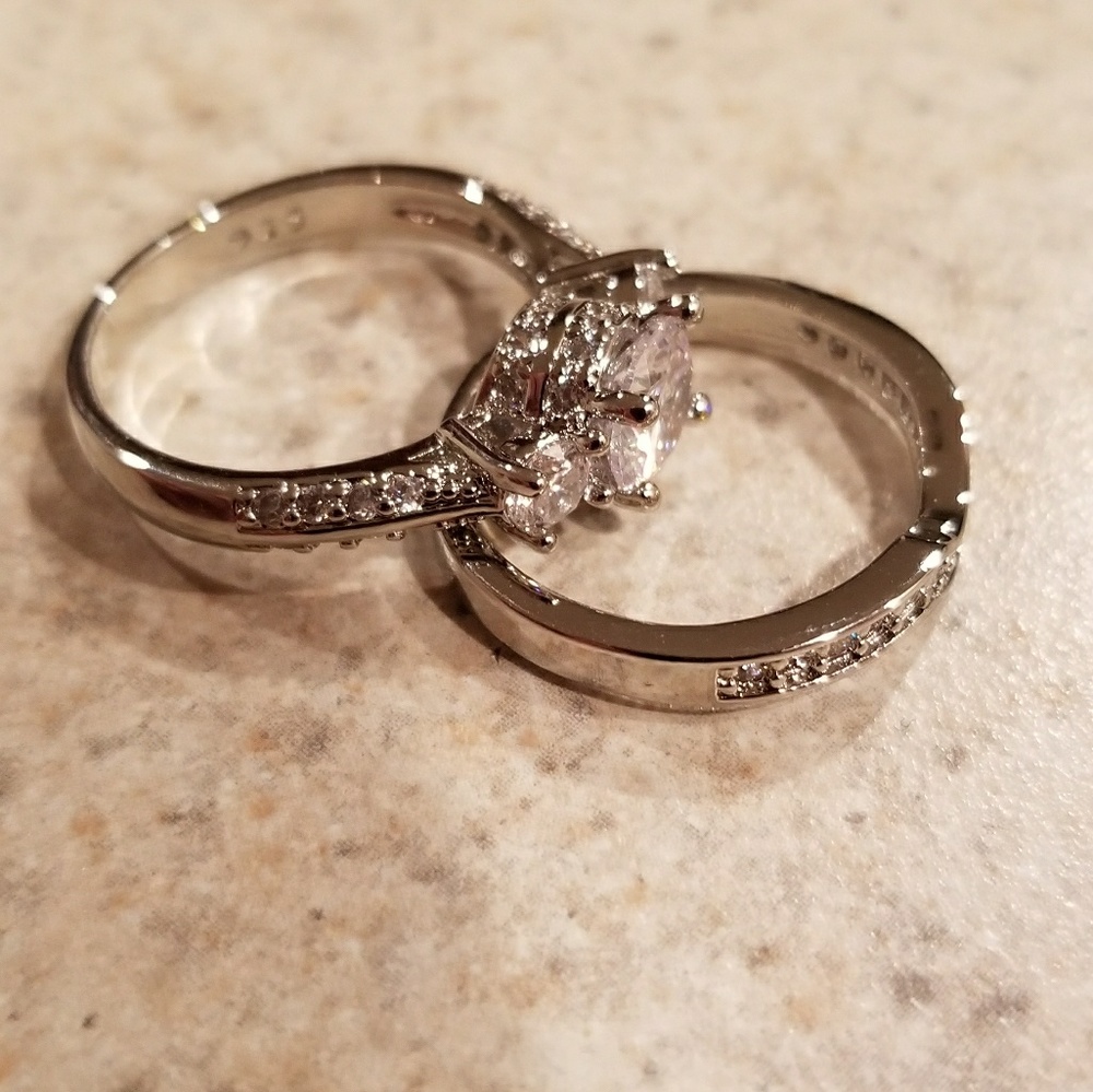 New S925 SP White Sapphire Set! Sizes  7, & 8! - Picture 8 of 8
